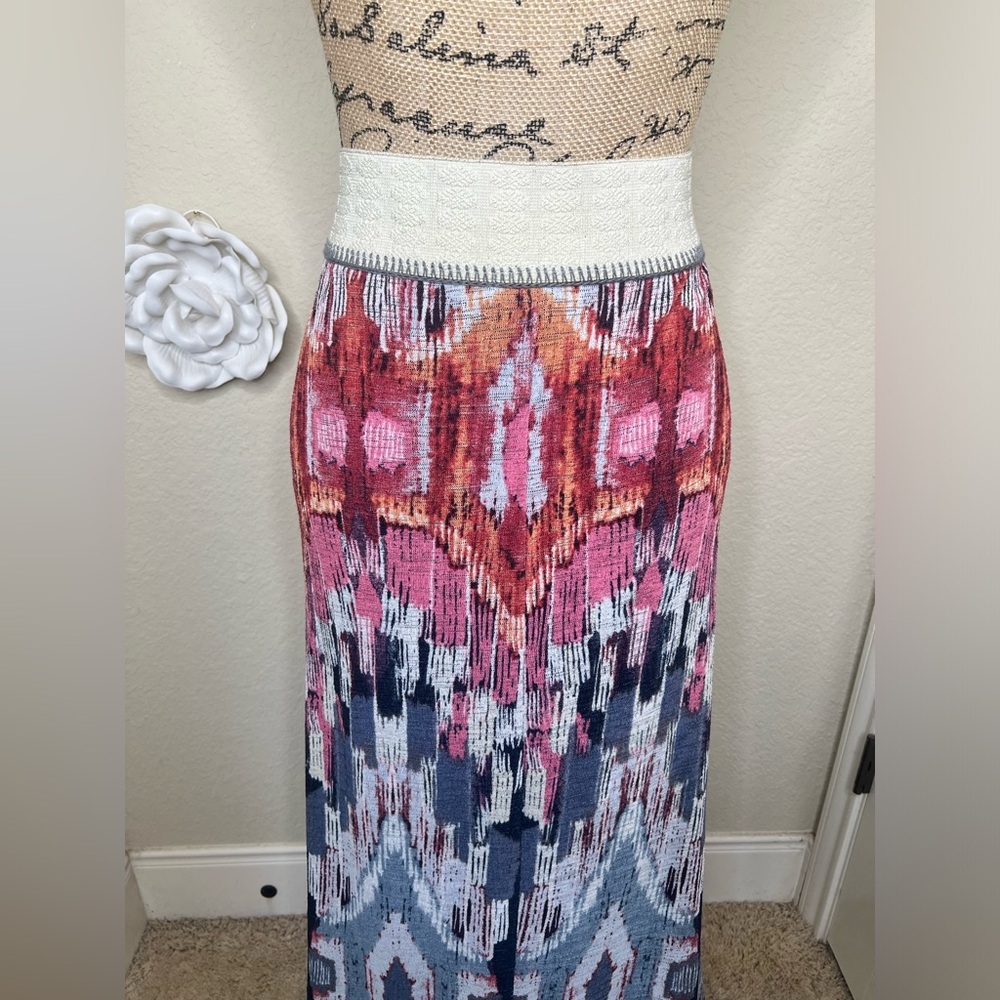 Anthropologie Vanessa Virginia Ikat Textured Pleated Maxi Skirt L - Picture 11 of 16
